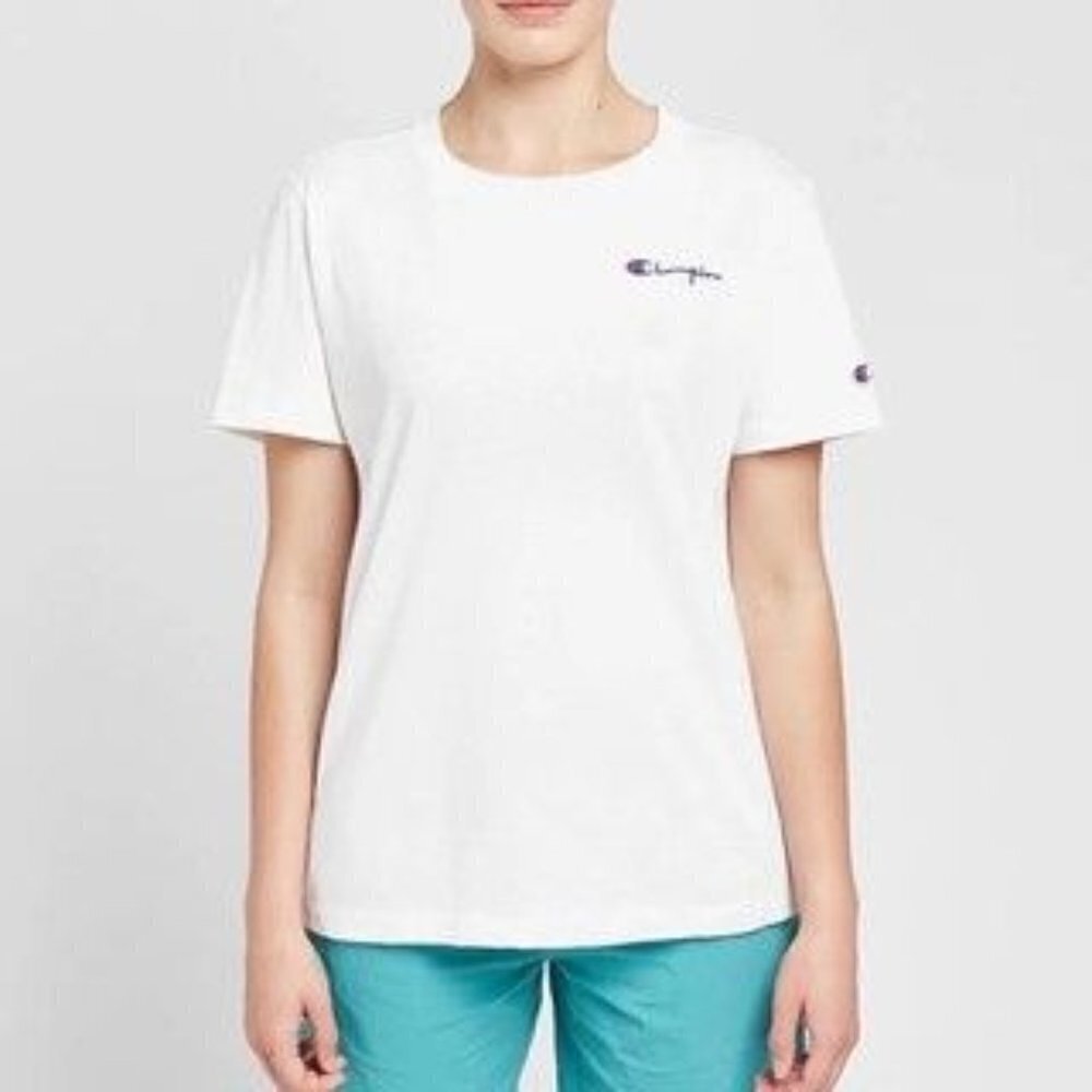 Champion White Crew Neck Embroidered Logo Short Sleeve T Shirt‎ Size M - Picture 3 of 9